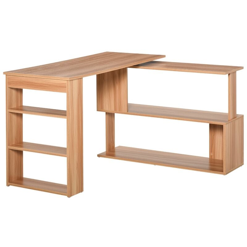 foto del prodotto scrivania angolare multiposizione con 5 ripiani legno 140x120x78.2 cm