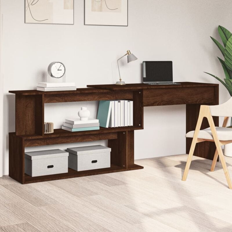 foto del prodotto scrivania angolare rovere marrone 200x50x76cm legno multistrato cod mxl 73654