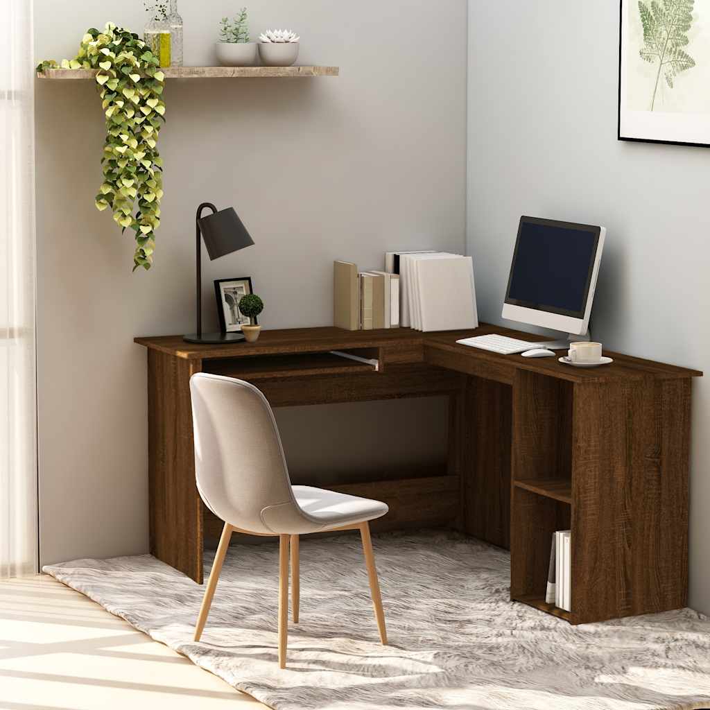 foto del prodotto scrivania angolo rovere marrone 120x140x75 cm legno multistratocod mxl 127722