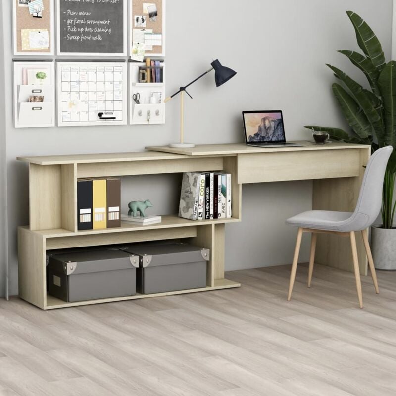 foto del prodotto scrivania angolo rovere sonoma 200x50x76 cm legno multistrato vidaxl