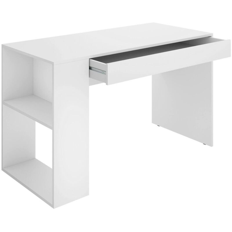 foto del prodotto scrivania arianella, scrittoio multiuso, tavolo per ufficio porta pc, piano di lavoro, 115x50 h74 cm, bianco dmora