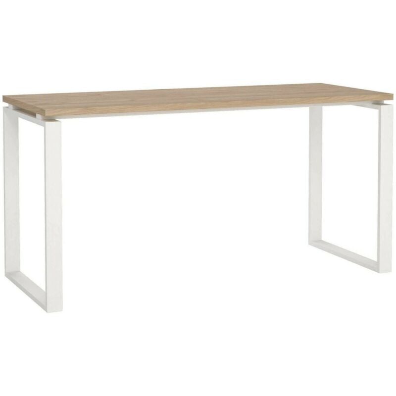 foto del prodotto scrivania arignano, scrittoio multiuso, tavolo per ufficio porta pc, piano di lavoro, 150x60 h76 cm, rovere e bianco dmora
