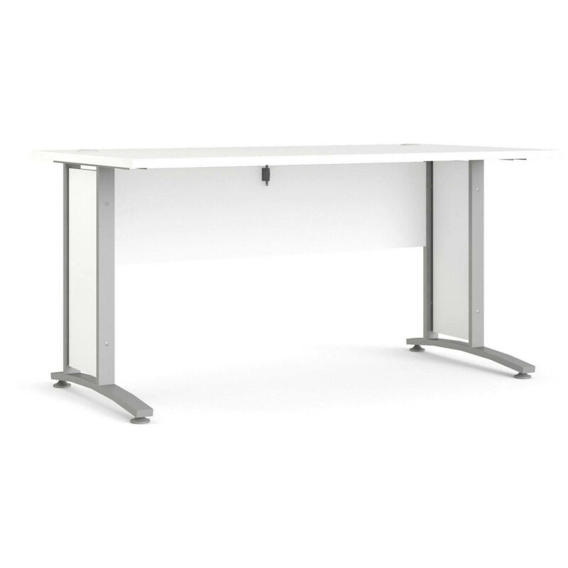 foto del prodotto scrivania ascorbato, scrittoio multiuso, tavolo per ufficio porta pc, piano di lavoro, 150x80 h75 cm, bianco e grigio dmora