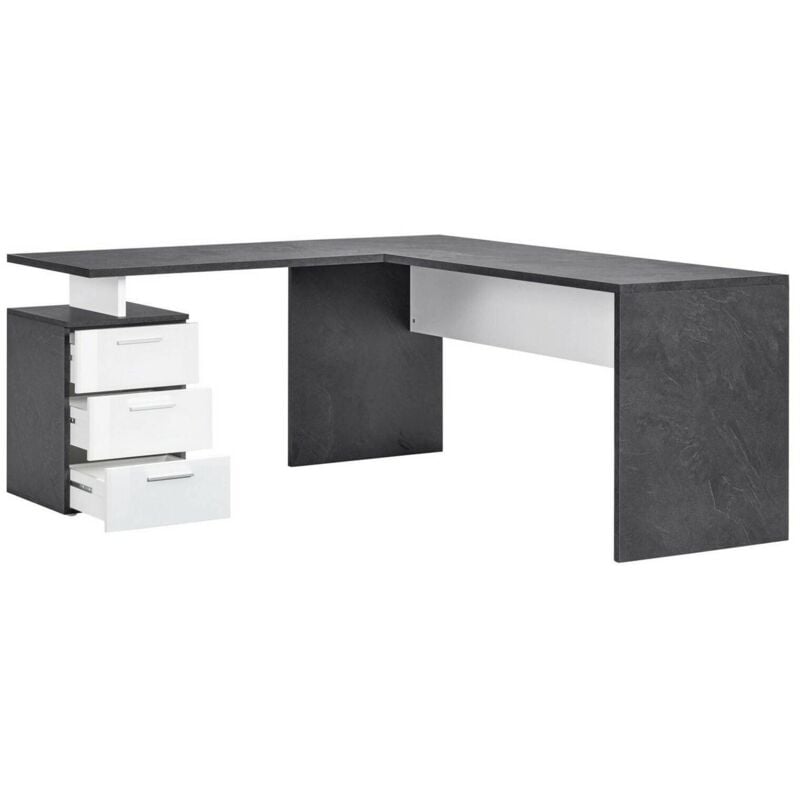 foto del prodotto scrivania ascuby, scrittoio angolare porta pc, tavolo multiuso per ufficio, scrivania salvaspazio multiposizione, 100 made in italy, cm 180x60h75,