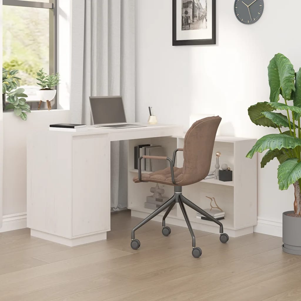 foto del prodotto scrivania bianca 110x50x75 cm in legno massello di pino cod mxl 67306