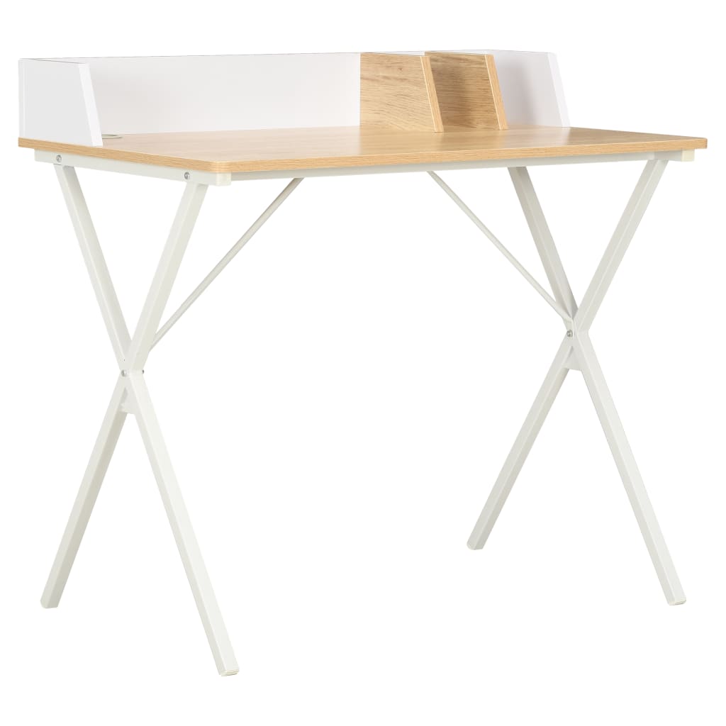 foto del prodotto scrivania bianca e naturale 80x50x84 cm cod mxl 67302