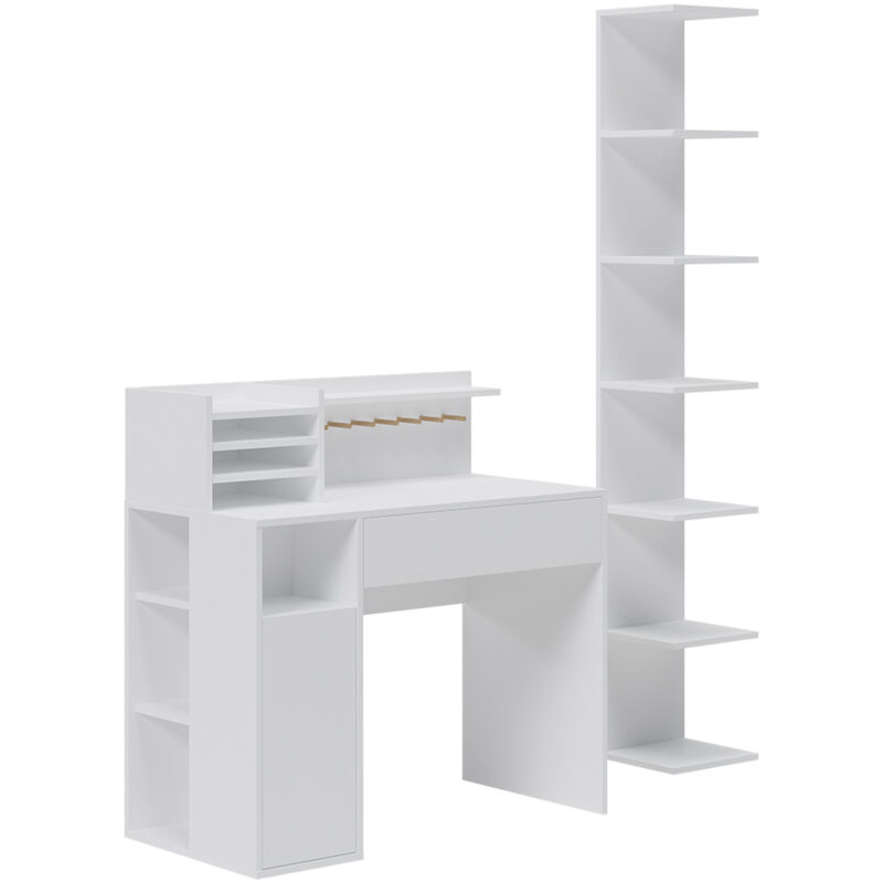 foto del prodotto scrivania , bianco, 2 parti, con libreria vicco