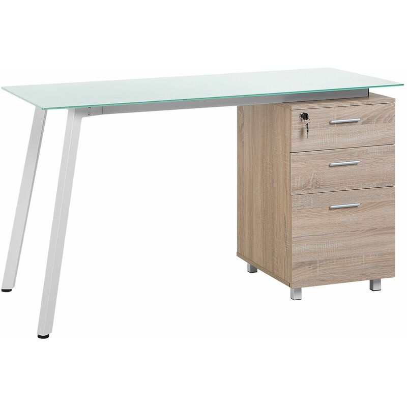foto del prodotto scrivania bianco legno chiaro 130 x 60 cm montevideo