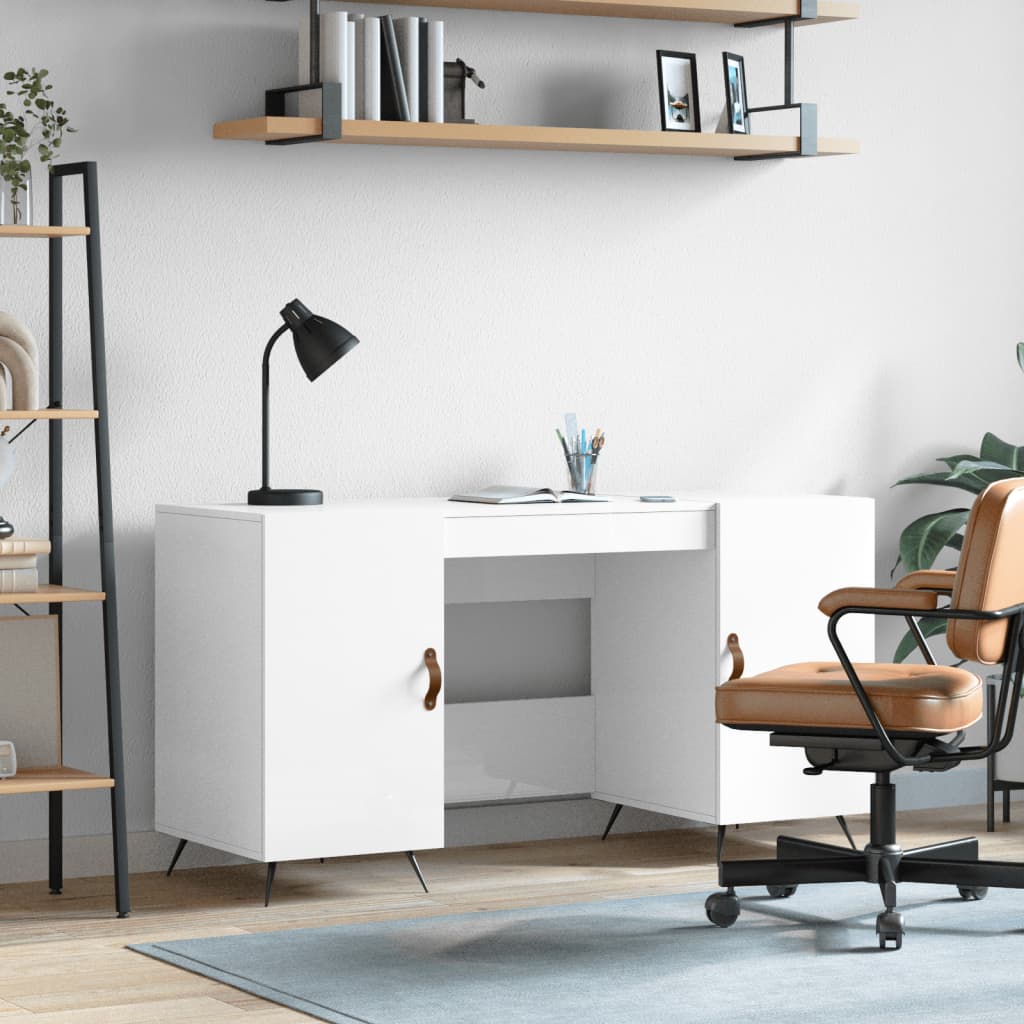 foto del prodotto scrivania bianco lucido 140x50x75 cm in legno multistratocod mxl 127307