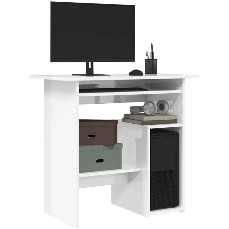 foto del prodotto scrivania bianco lucido 80x45x74 cm in legno multistrato vidaxl