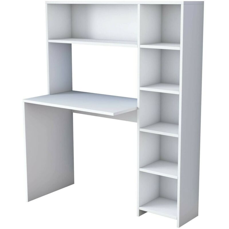foto del prodotto scrivania callidora, scrittoio multiuso, tavolo per ufficio porta pc, piano di lavoro, 113x40h142 cm, bianco, con imballo rinforzato, con imballo