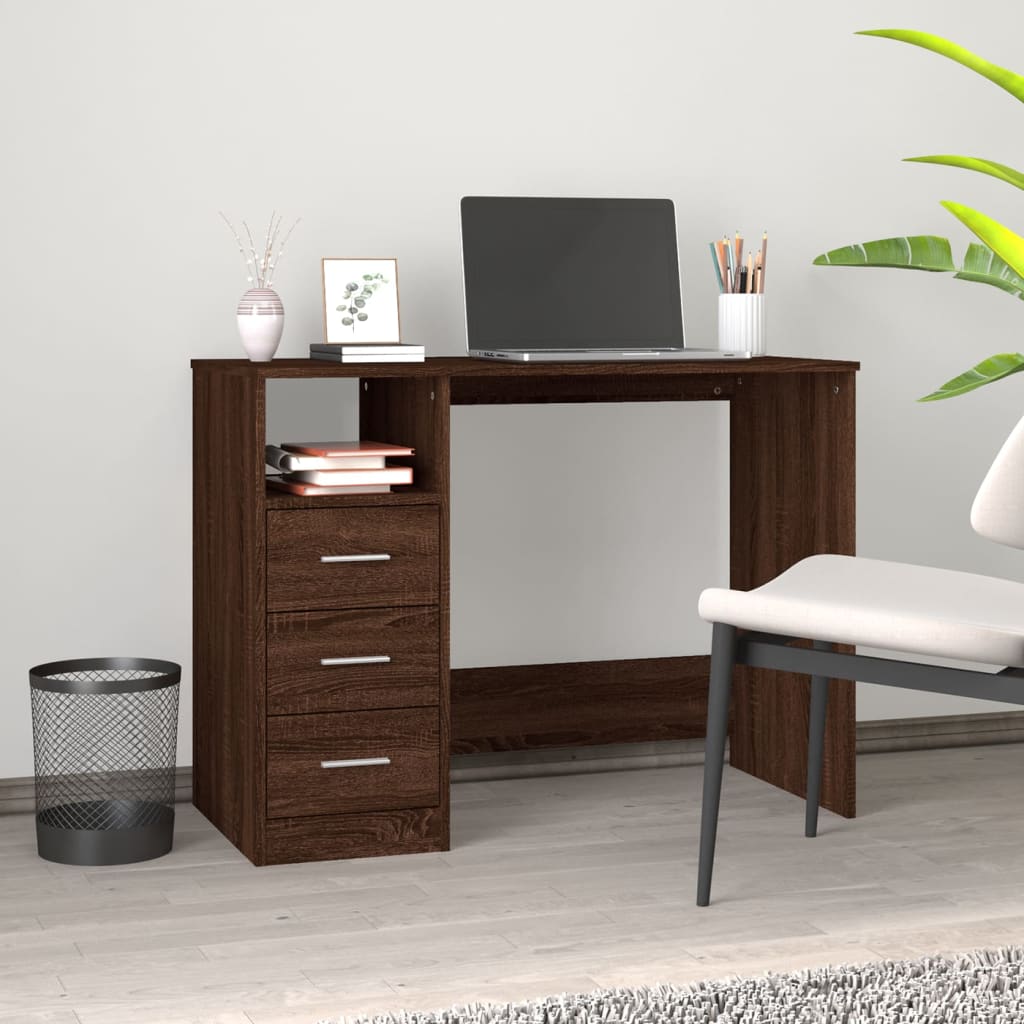 foto del prodotto scrivania cassetti rovere marrone 102x50x76cm legno multistratocod mxl 102899