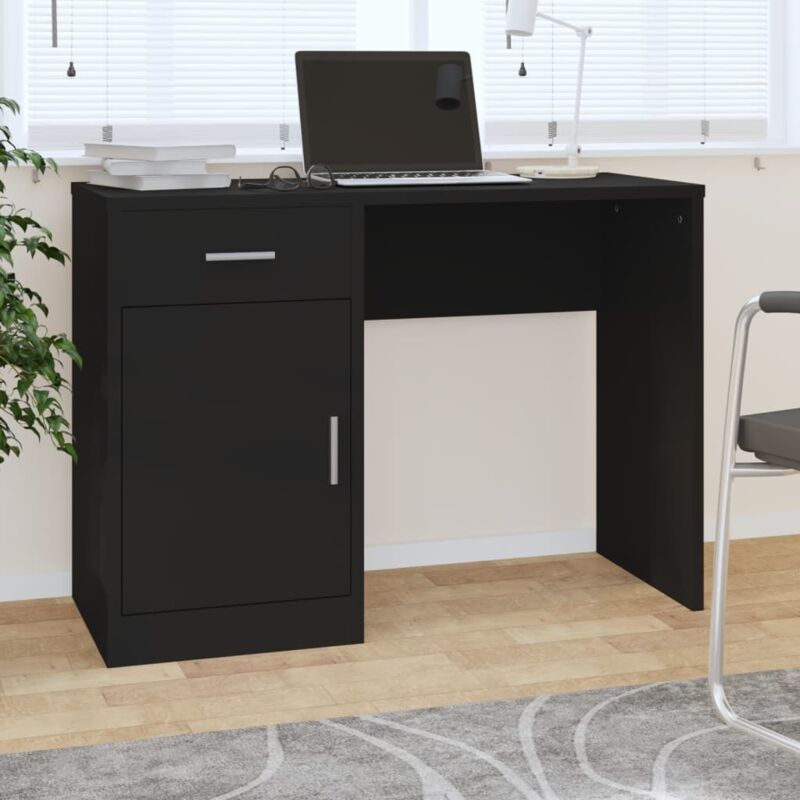 foto del prodotto scrivania cassetto nero 100x40x73cm legno multistrato cod mxl 67584