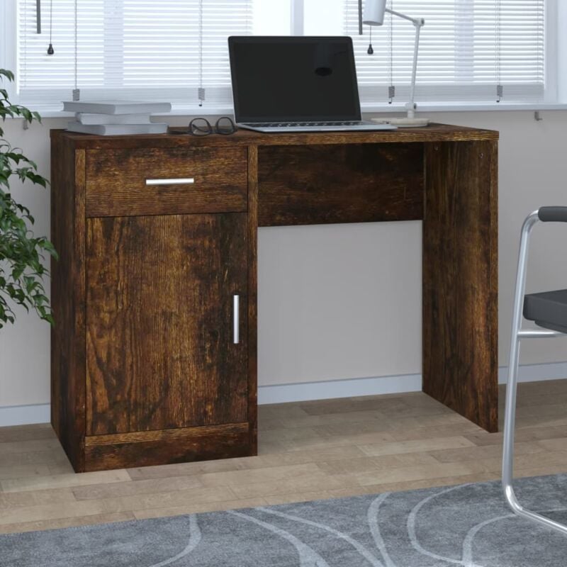 foto del prodotto scrivania cassetto rovere fumo 100x40x73cm legno multistrato vidaxl
