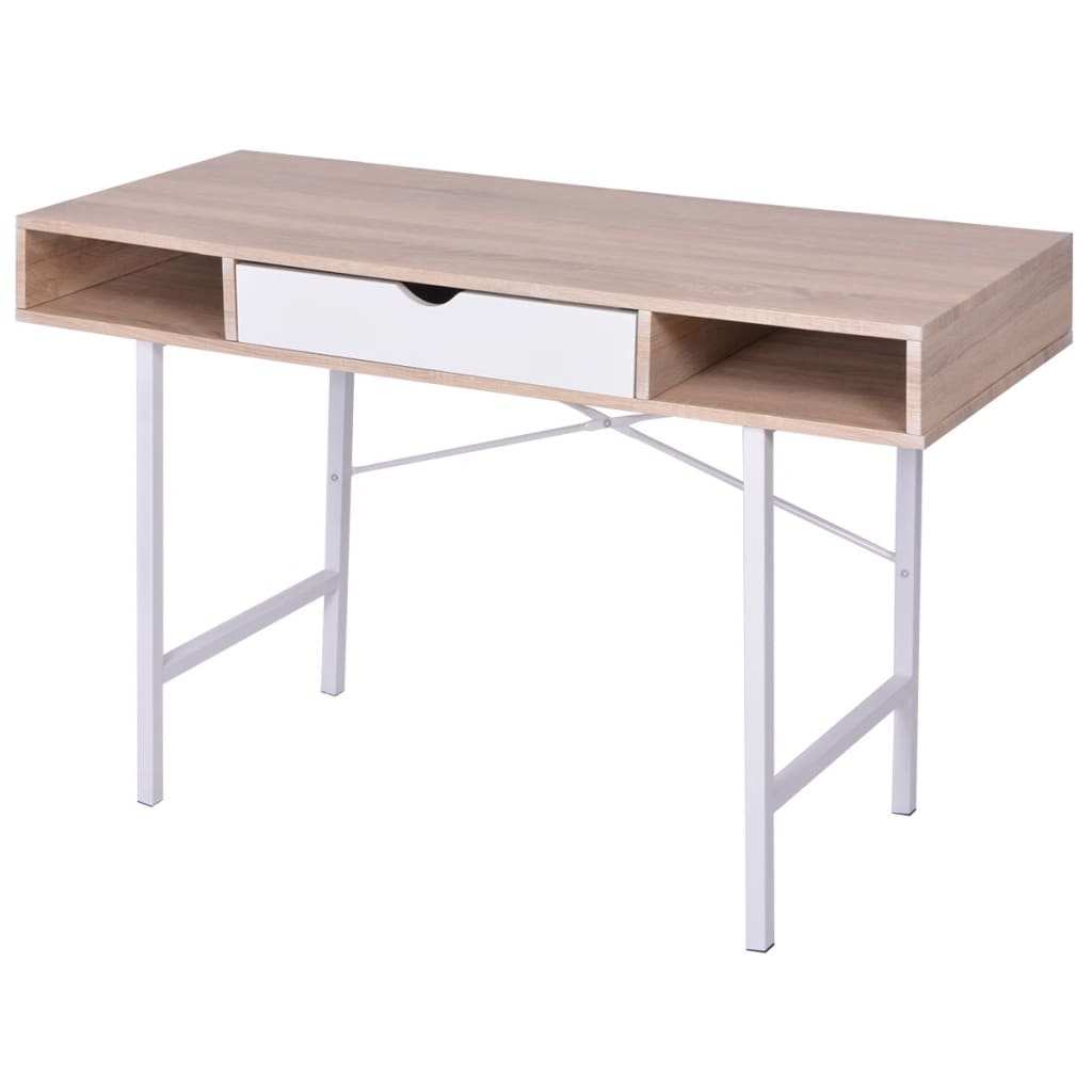 foto del prodotto scrivania con 1 cassetto rovere e bianco cod mxl 60004