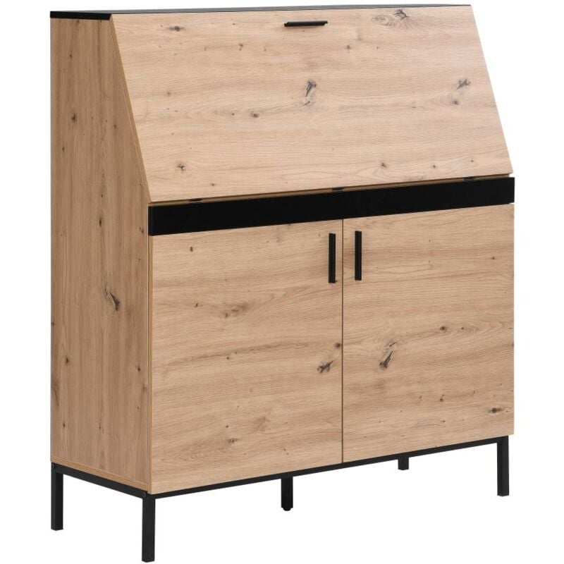 foto del prodotto scrivania con 2 ante mdf naturale e nero maleda