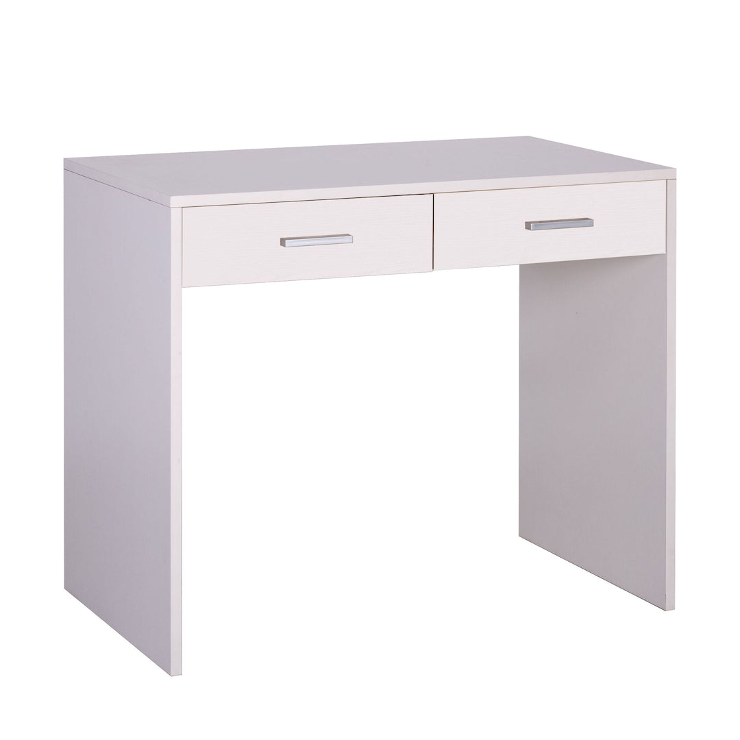 foto del prodotto scrivania con 2 cassetti 91x55x76h cm dal design moderno in kit di montaggio colore bianco fiammato