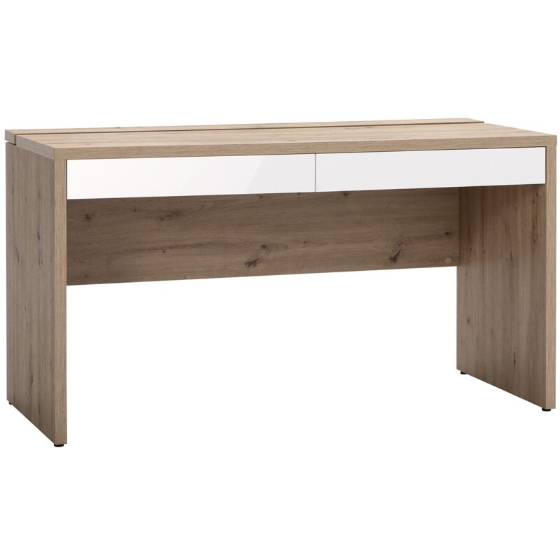 foto del prodotto scrivania con 2 cassetti rovere e bianco laccato da ufficio 140 cm made in italy scrivania