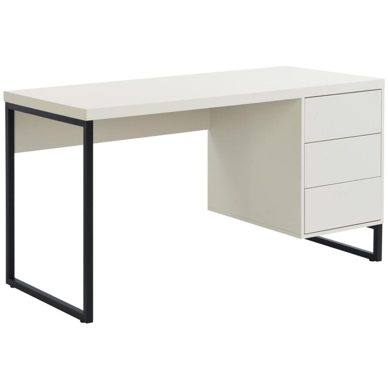 foto del prodotto scrivania con 3 cassetti mdf e metallo beige e nero timfia di pascal morabito