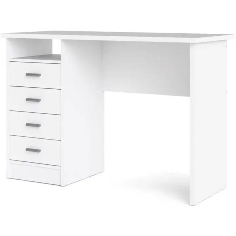 foto del prodotto scrivania con 4 cassetti bianca, 110x76x48,5 cm