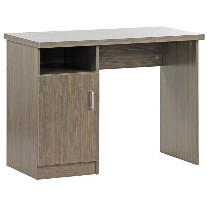 foto del prodotto scrivania con anta e vano portaoggetti 100x50 cm rovere scuro