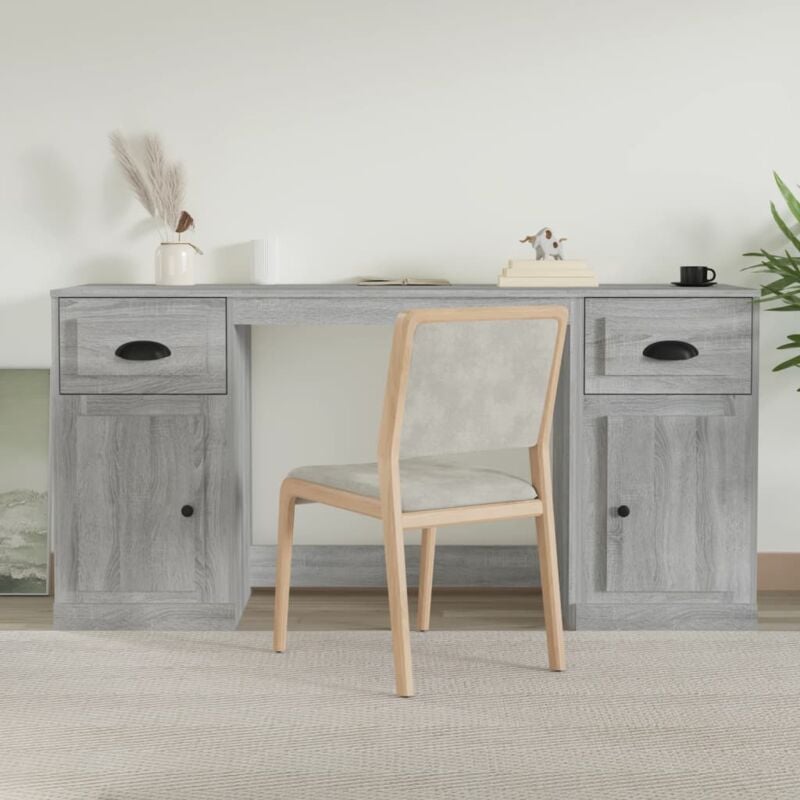 foto del prodotto scrivania con armadietto grigio sonoma in legno multistrato vidaxl