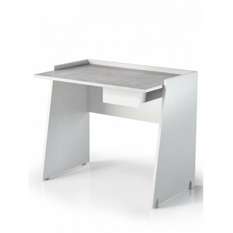 foto del prodotto scrivania con cassetto cm.90x60x80h bianco/cemento