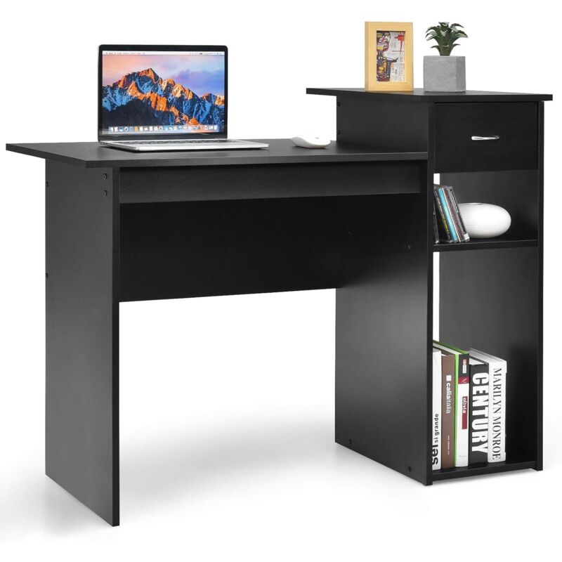 foto del prodotto scrivania con cassetto, scrivania da computer, tavolo da ufficio, 104 x 50 x 82cm nero 