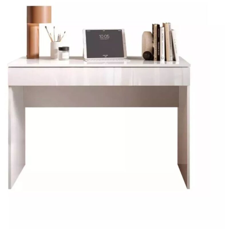 foto del prodotto scrivania con cassettone smile bianco lucido, 110x50x76 cm