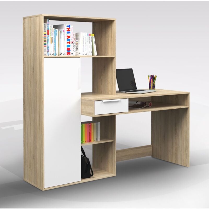 foto del prodotto scrivania con libreria function plus cm 163 rovere sonoma