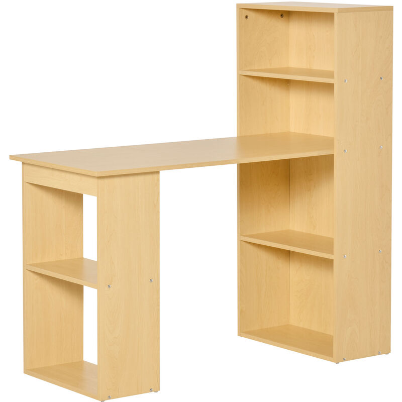 foto del prodotto scrivania con mensole libreria in legno naturale 120x55x120 cm