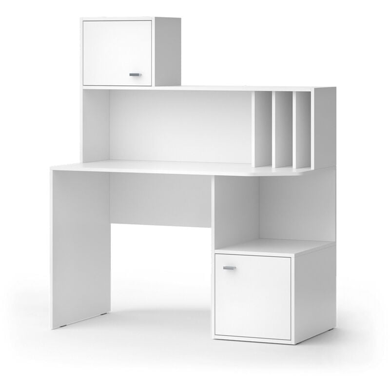 foto del prodotto scrivania con ripiani alwin, bianco, 115 x 55 cm con 2 porte, vicco