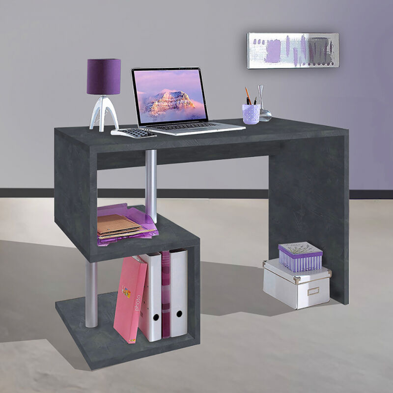 foto del prodotto scrivania con ripiani libreria grigio 100 cm ufficio studio