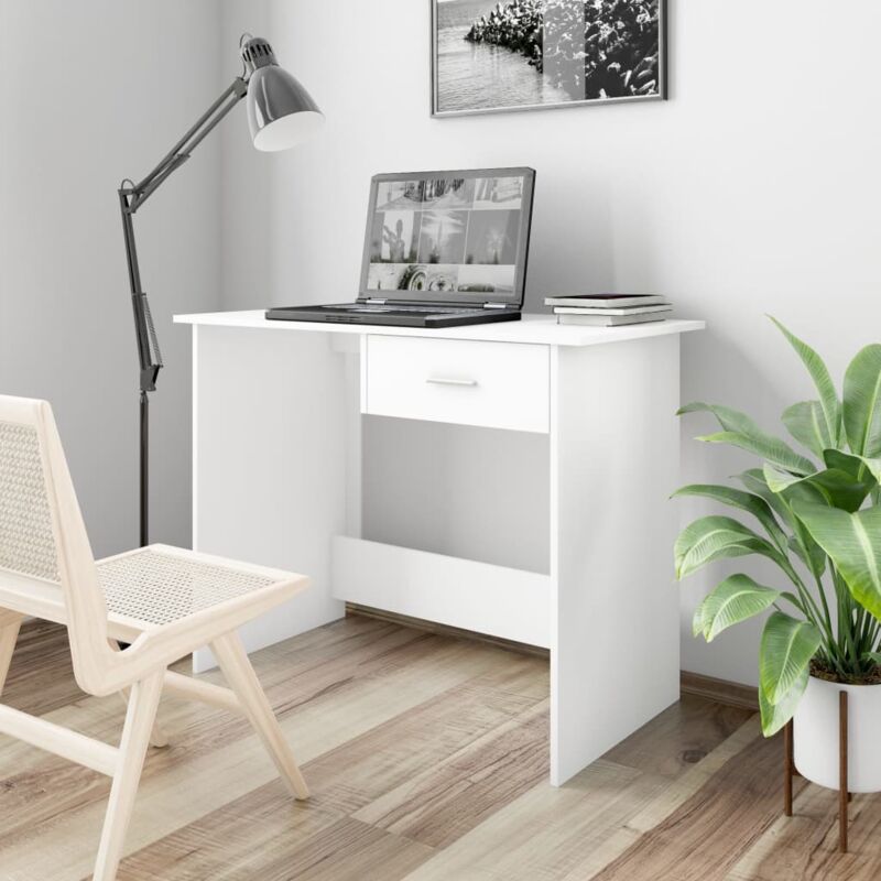foto del prodotto scrivania con un cassetto in legno mobile porta pc da ufficio vari colori colore bianca