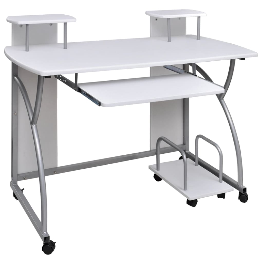 foto del prodotto scrivania da computer bianca 110x52x88,5 cm legno multistrato cod mxl 76891