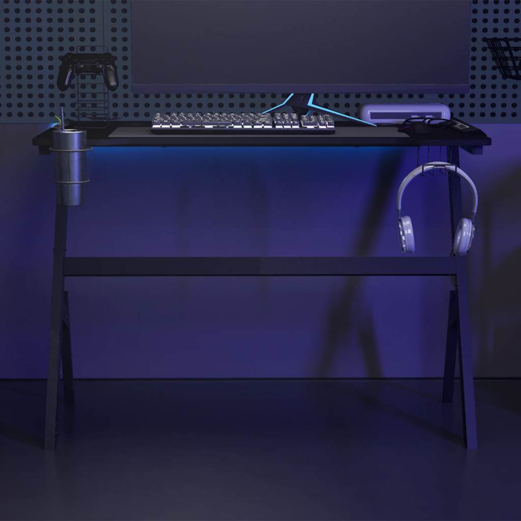foto del prodotto scrivania da gaming con led e gambe a y nera 110x60x75 cm vidaxl