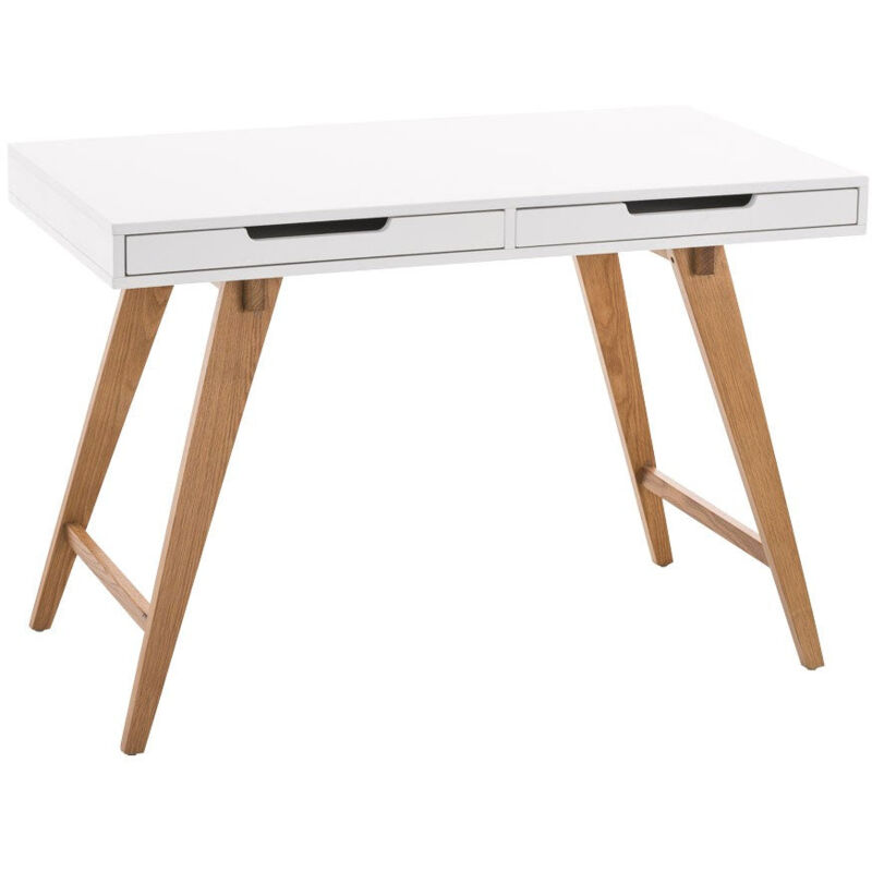 foto del prodotto scrivania da tavolo per computer in stile scandinavo con cassetti lunga 110 cm bur10199