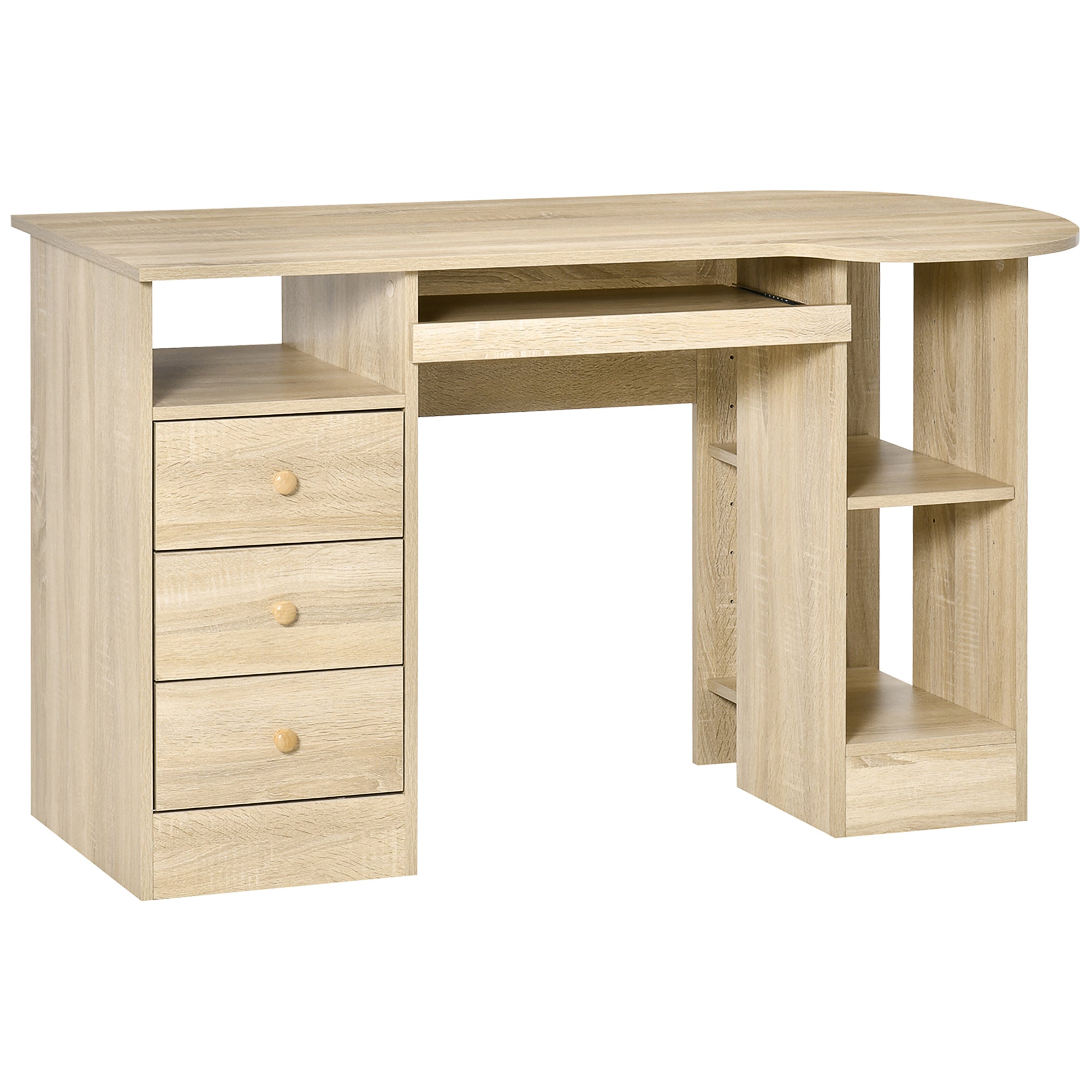 foto del prodotto scrivania da ufficio 125x60x74 cm con cassetti ripiano tastiera in legno