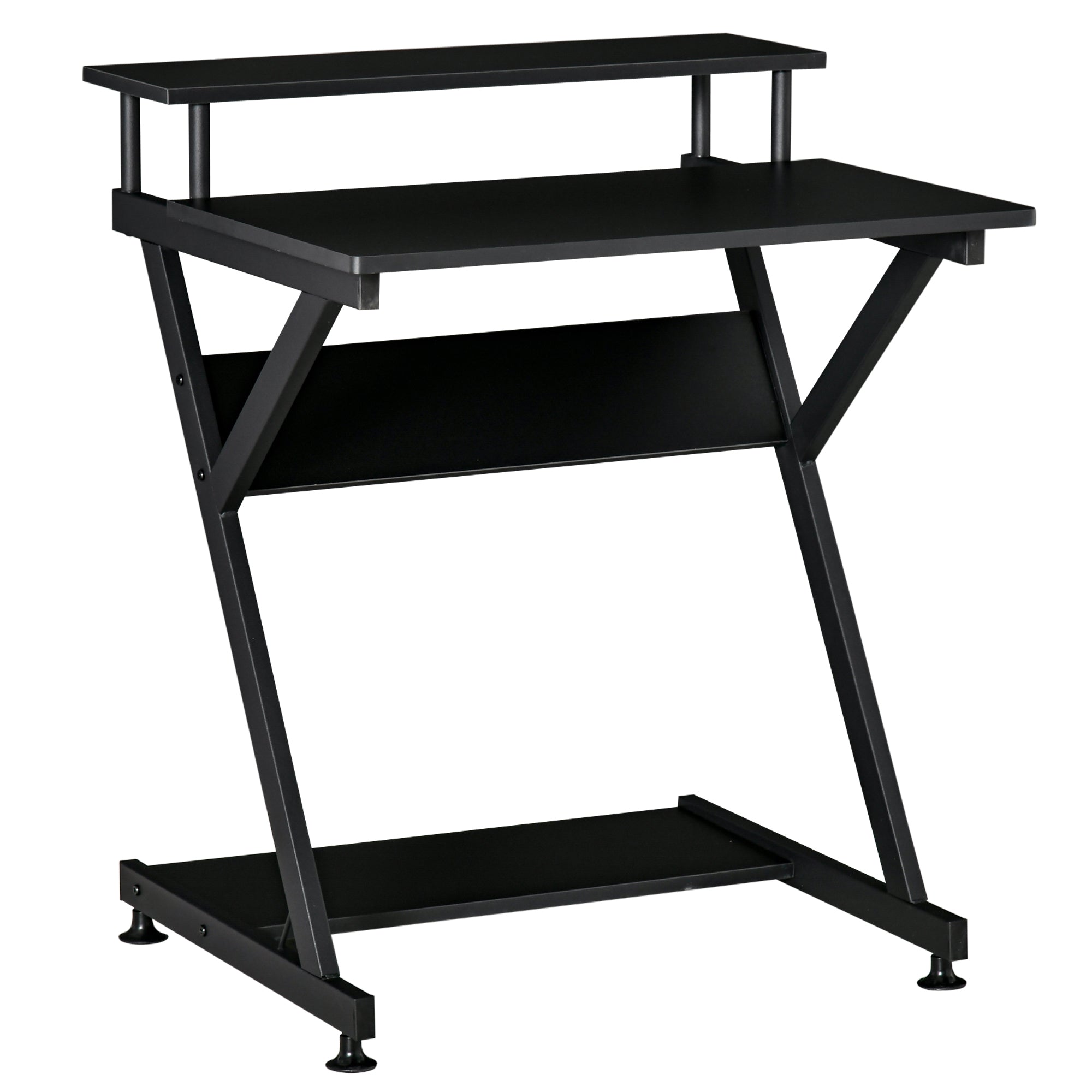 foto del prodotto scrivania da ufficio 70x60x85,5 cm ripiano monitor rialzato in legno nero