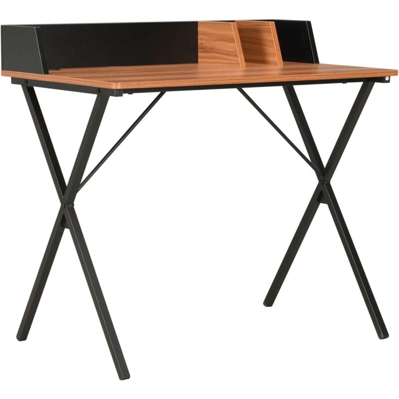 immagine 0 del prodotto scrivania da ufficio 80x50x84 cm gambe a forma di x e bordo rialzato sul retro vari colori colore nero e marrone