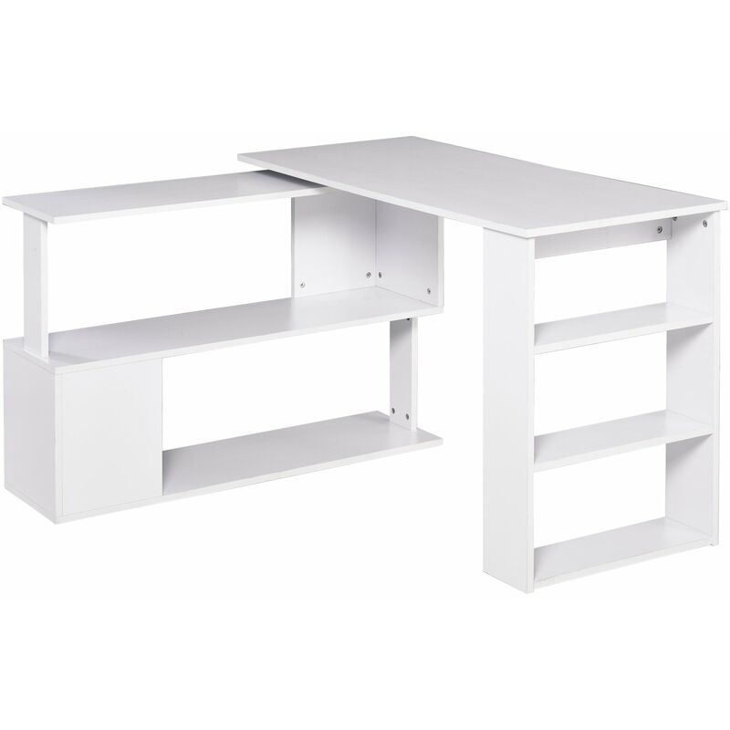 foto del prodotto scrivania da ufficio ad angolo in legno 120x100x74 cm bianca