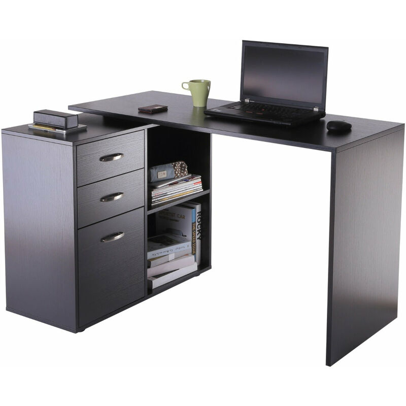 foto del prodotto scrivania da ufficio ad angolo porta pc 117x83,5x76 cm in legno nera
