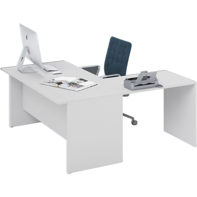 foto del prodotto scrivania da ufficio ad angolo reversibile colore bianco h74x160x160cm