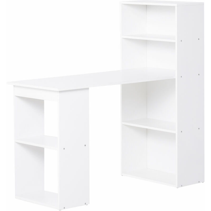 foto del prodotto scrivania da ufficio con libreria in legno bianco 120x55x120 cm