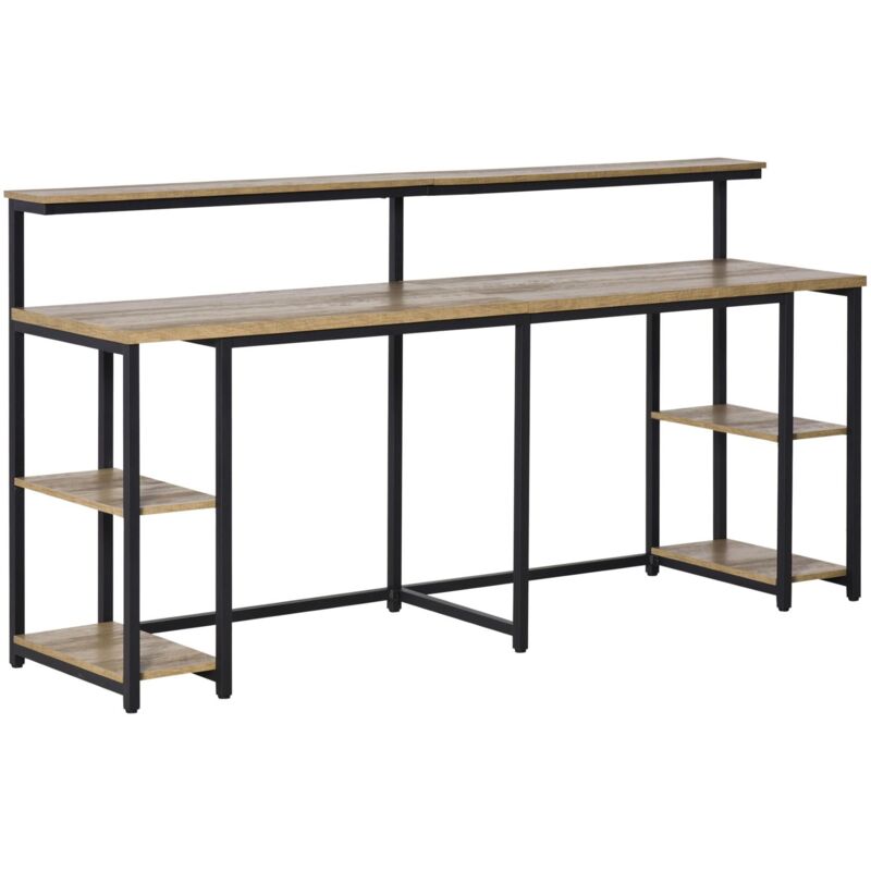 foto del prodotto scrivania da ufficio doppia 200x53x100 cm in metallo e mdf nero marrone