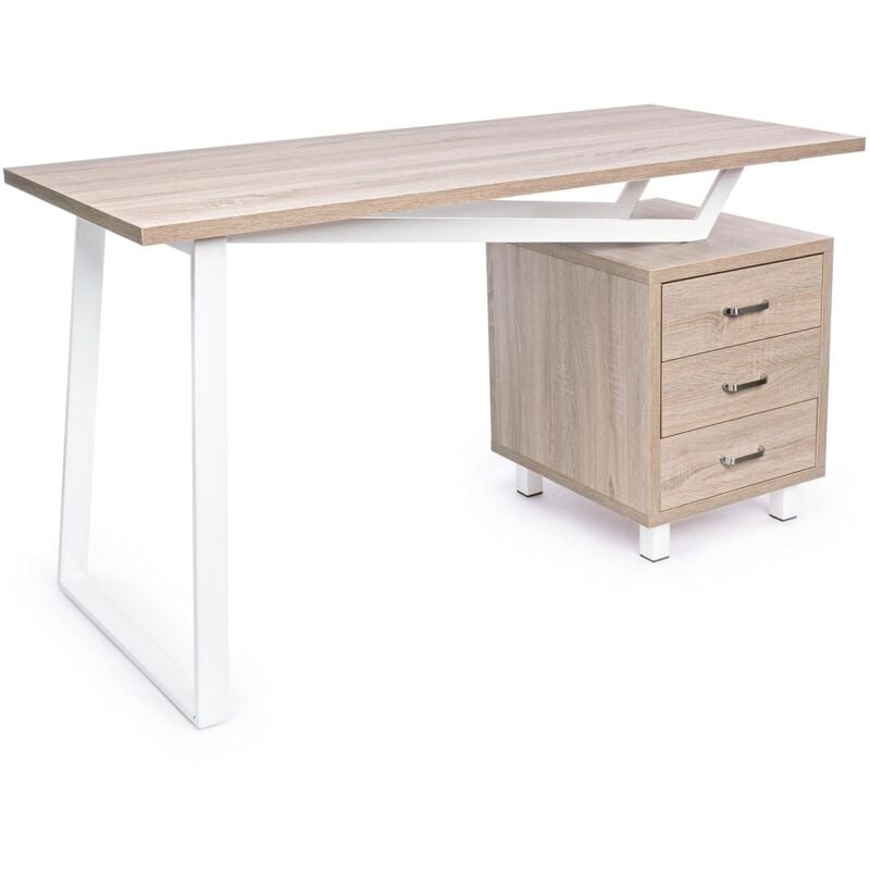 foto del prodotto scrivania da ufficio e cameretta porta pc in legno con cassettiera armande naturale