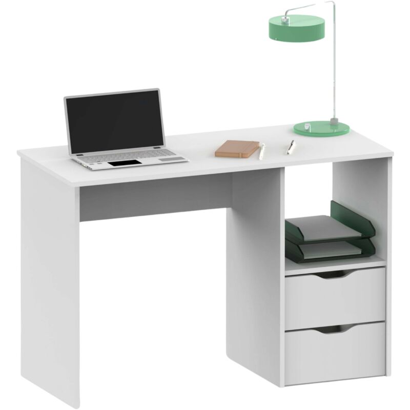 foto del prodotto scrivania da ufficio eko study con 2 cassetti, colore bianco, 76x115x50 cm
