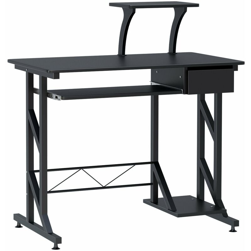 foto del prodotto scrivania da ufficio porta pc 90x50x95 cm in acciaio e mdf nero