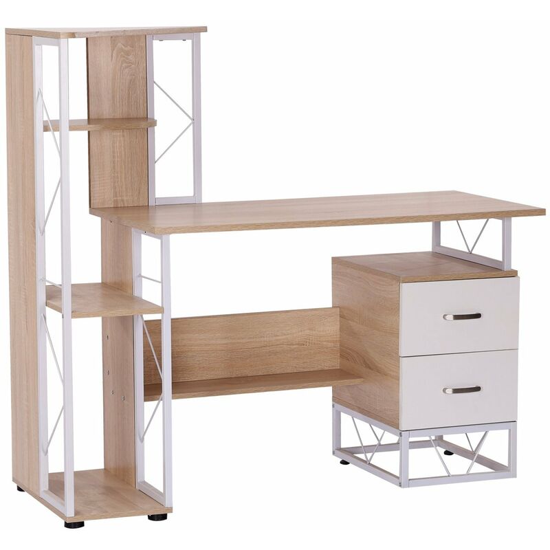 foto del prodotto scrivania da ufficio porta pc con scaffale 133x55x123 cm