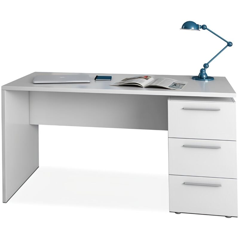 foto del prodotto scrivania da ufficio stylus 3 cassetti 138x60x74 bianca opaca con cassettiera